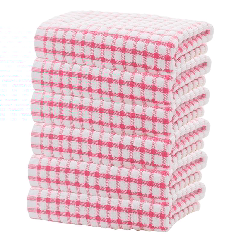 Quick Drying Absorbent Hand Towels Cotton Yarn Kitchen Dishcloths Set Checkered Decorative Towels F 8