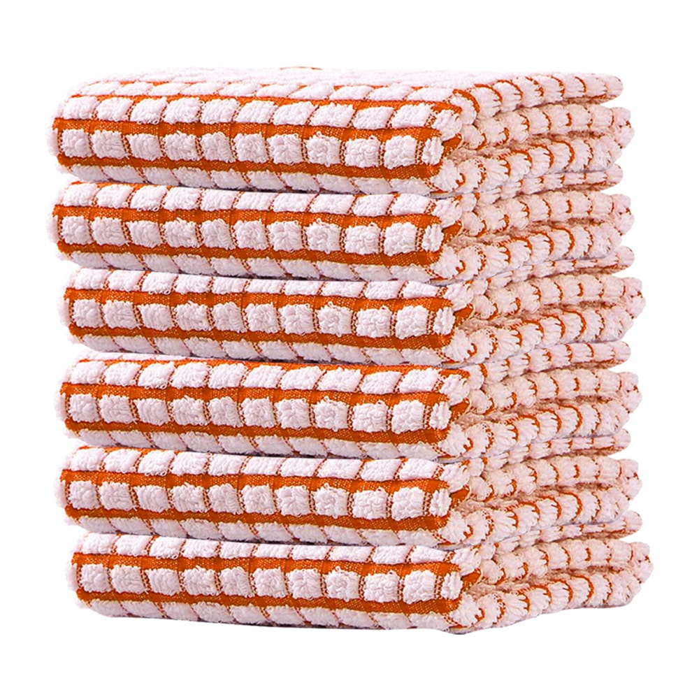 Quick Drying Absorbent Hand Towels Cotton Yarn Kitchen Dishcloths Set Checkered Decorative Towels F 10