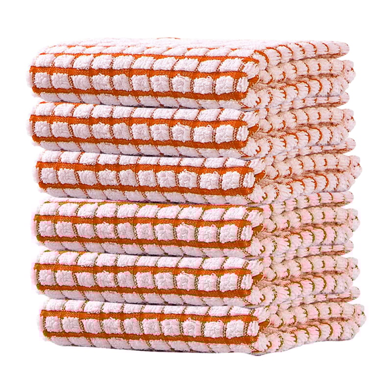 Quick Drying Absorbent Hand Towels Cotton Yarn Kitchen Dishcloths Set Checkered Decorative Towels F 10