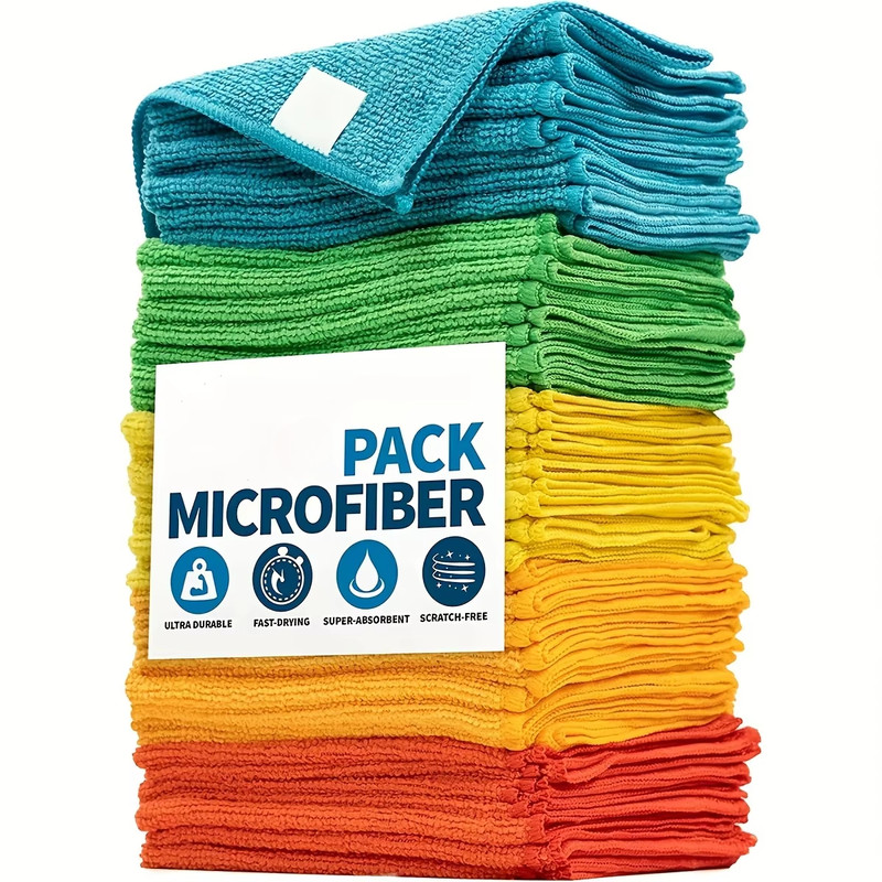 Durable, Absorbent Microfiber Cleaning Cloth, Kitchen, Bathroom Towel, Dishwashing Household Rag