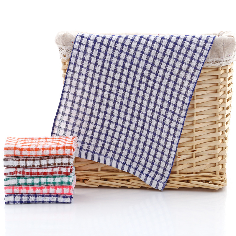 6PCS Kitchen Towel Set Highly Absorbent Cotton Tea Towels Elegant Jacquard Checkered Design 0
