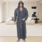 Mens Hooded Bathrobe Soft Fluffy Robe Long Quick Dry Sleepwear Home Gown 1