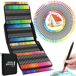 dual tip brush pens set for journaling, coloring, calligraphy & art projects