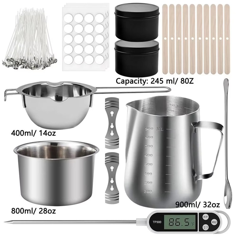 Stainless Steel Candle Making Pouring Pot Double Boiler Wax Melting Pot DIY Candle Making Starter K 9