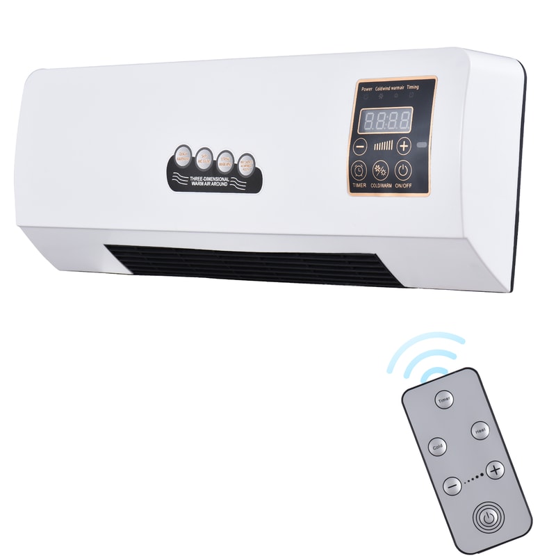 New Wall Mounted Space Heater And Fan Combo With Remote Control And Timer Electric Wall Heater 0