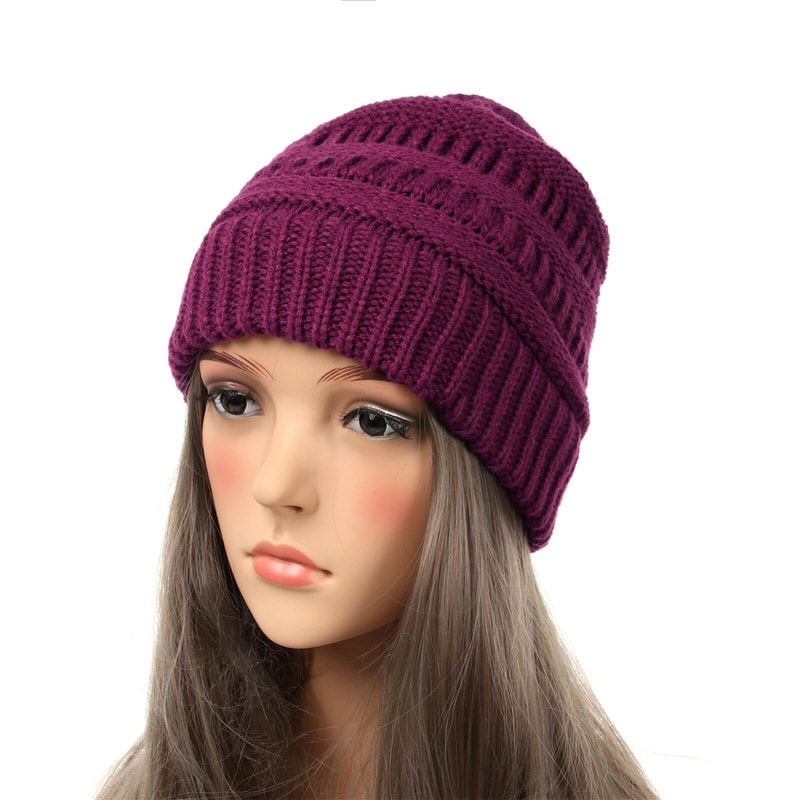 Trendy Chunky Knitted Beanie Hat For Women Soft Warm Cable Knit Winter Cap Perfect Fashion Gift 0