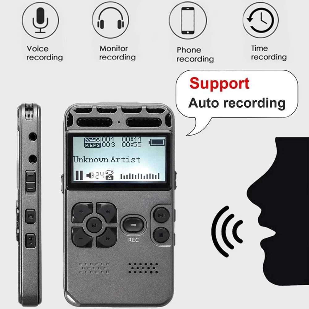 New Rechargeable LCD Digital Audio Recorder MP3 Player Dictaphone With Voice Activation 7
