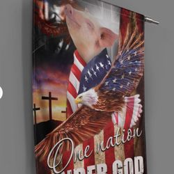 pig one nation under god flag garden house flag