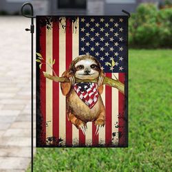 sloth independence day us flag garden house flag