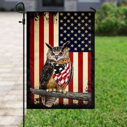 owl independence day us flag garden house flag
