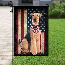airedale terrier independence day us flag garden house flag