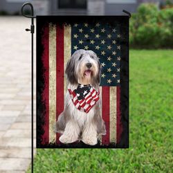 old english sheepdog independence day us flag garden house flag