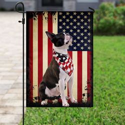 boston terrier independence day us flag garden house flag