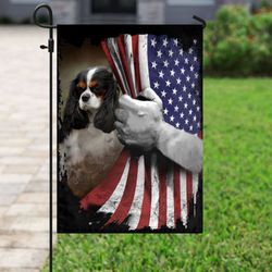 cavalier king charles spaniel independence day us flag garden house flag