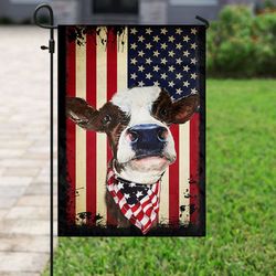 cow independence day us flag garden house flag