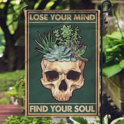 Retro Succulent Lose Your Mind Find Your Soul Garden House Flag