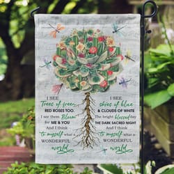 succulent plant and dragonfly wonderful world garden house flag