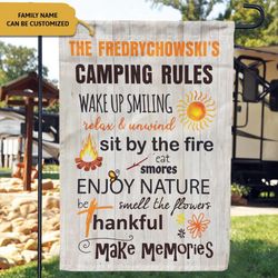 Personalized Camping Rules Garden House Flag