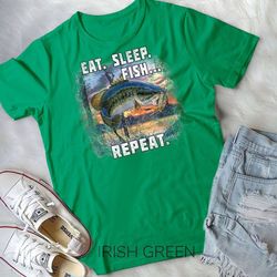 eat, sleep, fish, repeat bass fishing t-shirt funny gifts unisex t-shirt