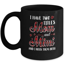 red plaid i have two titles mom and mimi mug