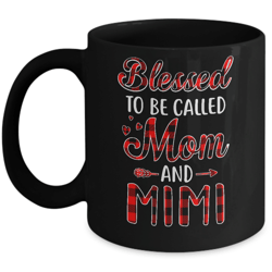 red buffalo plaid blessed to be called mom and mimi mug
