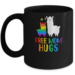 free mom hugs llama rainbow heart lgbt pride month mug