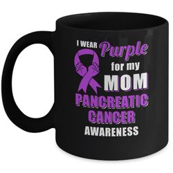 i wear purple for my mom pancreatic cancer son daughter mug