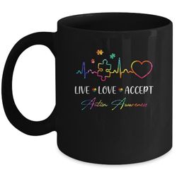 live love accept autism awareness tie dye autism mom boy kid mug