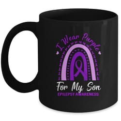 i wear purple son epilepsy awareness rainbow mom dad mug