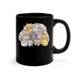 cute colorful cat ceramic mug for cat lovers - purrfect gift