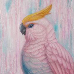 hand painting parrot, macaw oil painting exotic bird painting parrot canvas art original parrot painting modern bird art