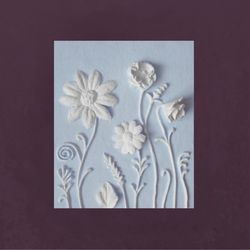 Panels gypsum 3d flower wall art Sculptural pastel sky blue bas-relief Panno Plaster flowers  Light blue wall art ready