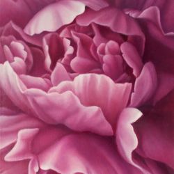 Pink peony painting Original floral design Narrow canvas Living Room Modern flower art Botanical wall art