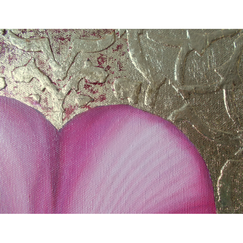 Realistic Pink Tulip Flower Oil Painting On Gold Leaf Background Botanical Wall Art Gift For Women 2