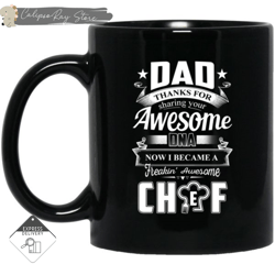 dad thanks for sharing your dna chef mugs, custom coffee mugs, personalised gifts