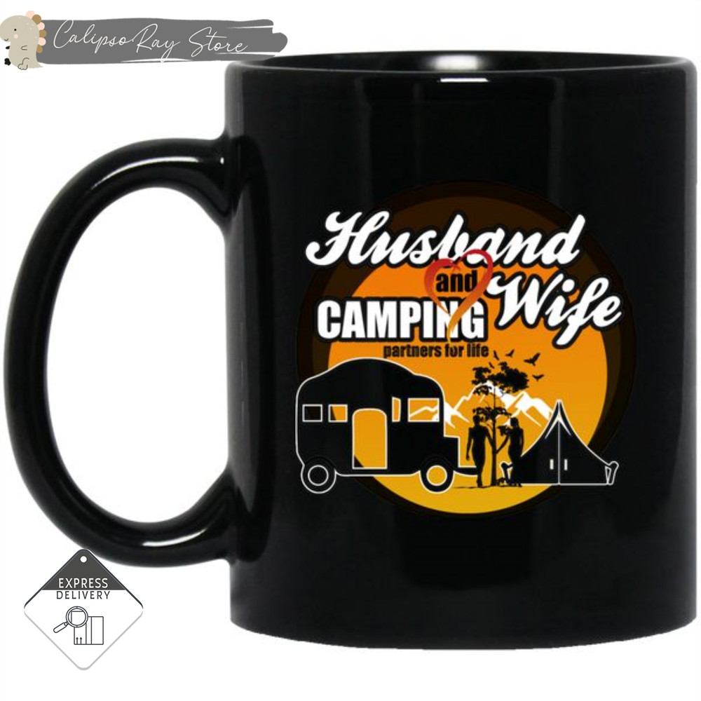 Husband And Wife Camping Partners For Life Black Mugs.jpg