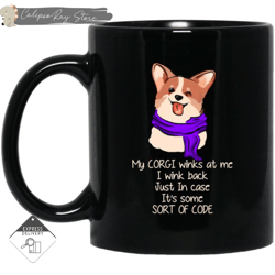 my corgi winks at me mugs, custom coffee mugs, personalised gifts