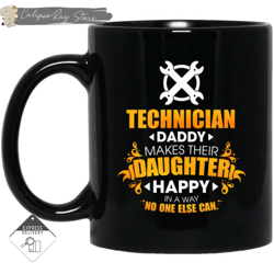 technician daddy makes their daughter happy mugs, custom coffee mugs, personalised gifts