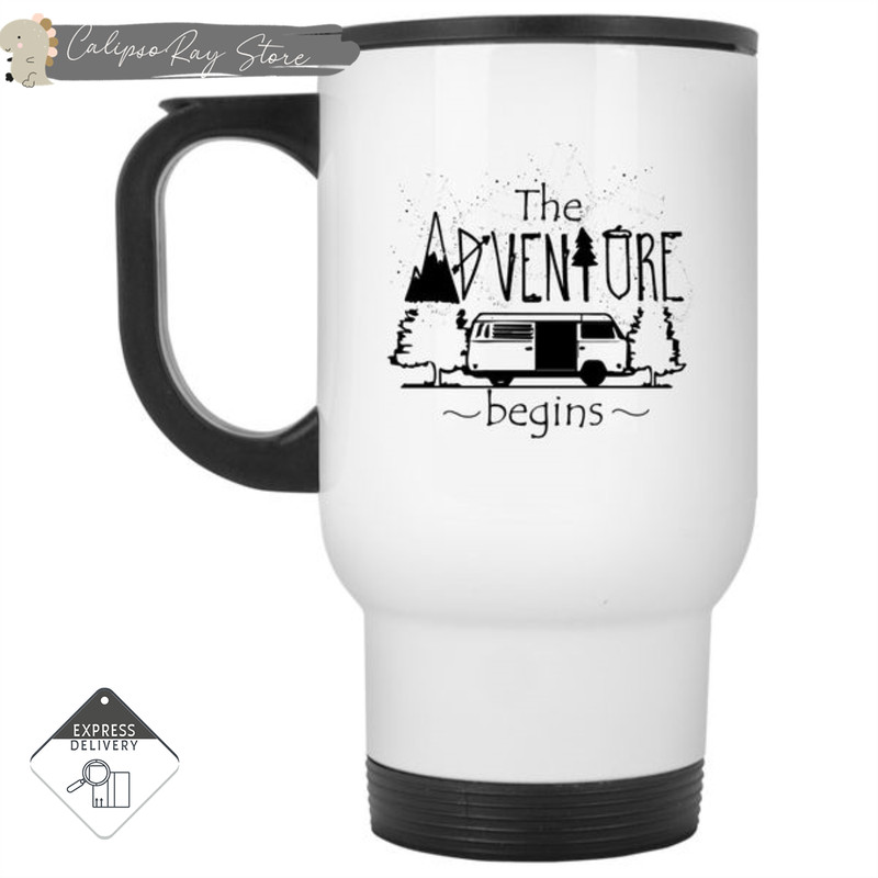 The Adventure Begins Camping Travel Mugs.jpg