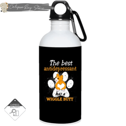 corgi - the best antidepressant has a wiggle butt 20oz stainless steel water bottles
