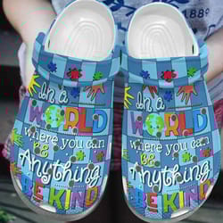 autism awareness crocs in a world where you can be anything be kinb crocband clog shoes