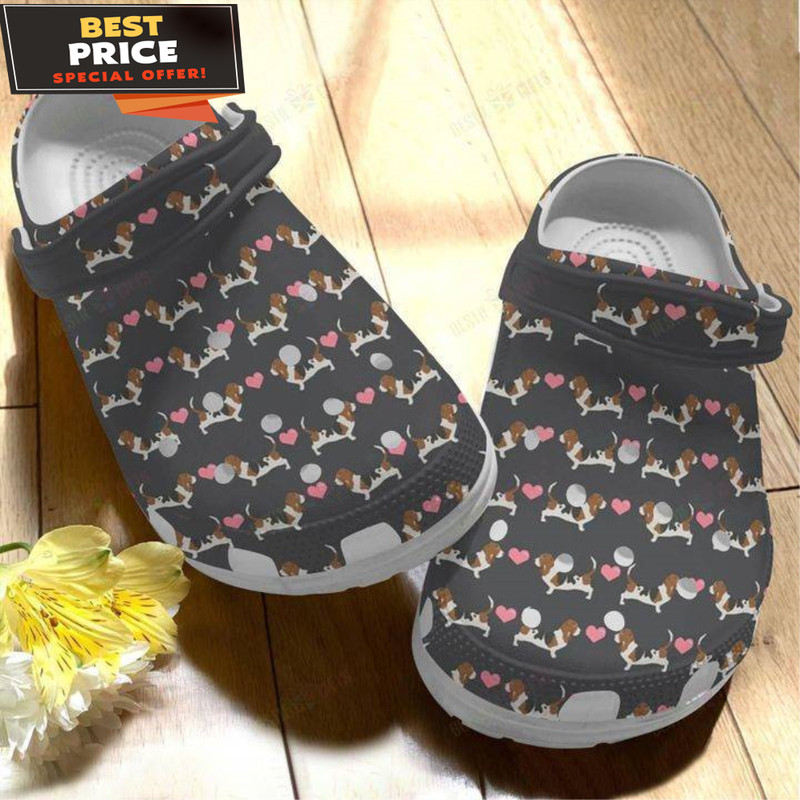 Basset Hound White Sole Sweet Heart Crocs Classic Clogs Shoes - 365crocs.jpg