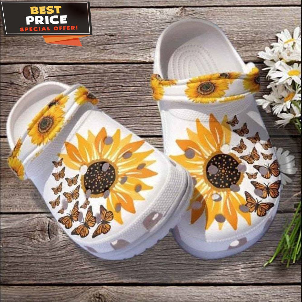 Be Kind Sunflower Butterfly Shoes Clogs Crocs, Sunflower Shoes Birthday Gift For Daughter Gift Birthday - 365crocs.jpg