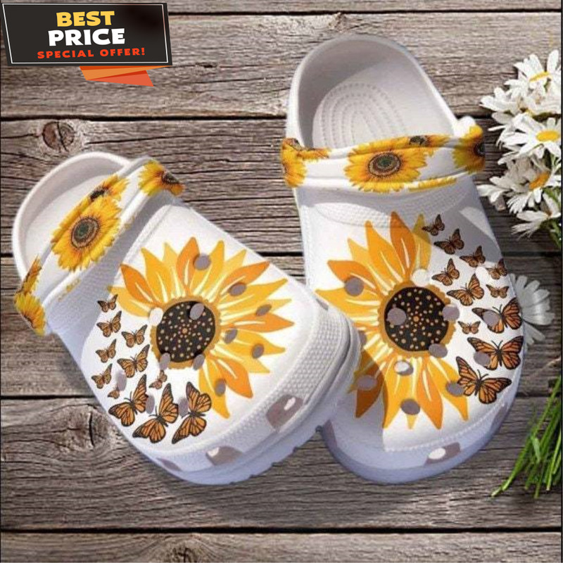 Be Kind Sunflower Butterfly Shoes Clogs Crocs, Sunflower Shoes Birthday Gift For Daughter Gift Birthday - 365crocs.jpg