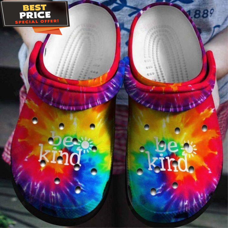Be Kind Tie Dye Crocs Classic Clogs Shoes - 365crocs.jpg