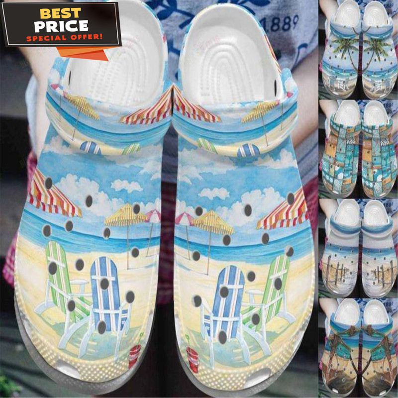 Beach White Sole Crocs Classic Clogs Shoes PANCR0048 - 365crocs.jpg