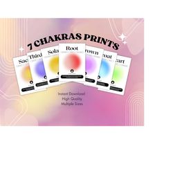 chakra daily affirmations print bundle | 7 chakras poster | modern chakra wall hanging | 7 chakra affirmations | manifes