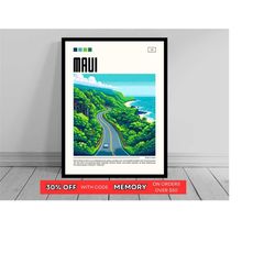 road to hana print | maui pixel art | maui wall art | kahului poster | hawaii photo | kahului travel poster | hawaii pos