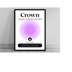 crown chakra daily affirmation print | sahasrara poster | modern chakra wall hanging | 7 chakra affirmations | manifest