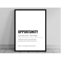 opportunity definition print | minimalist office art | funny definition poster | daily affirmation | home office art | m